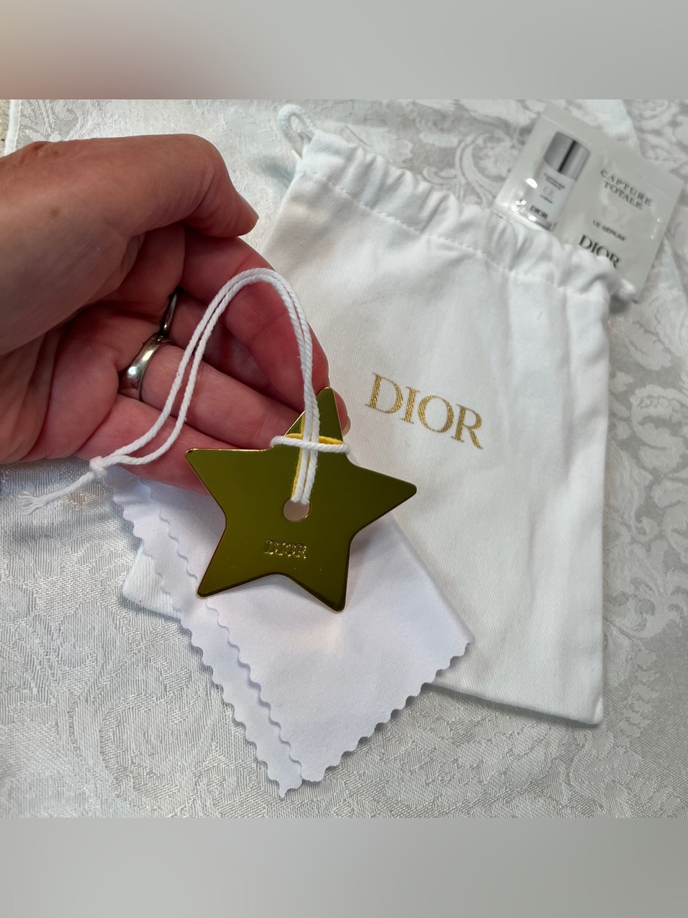 Dior Gold Star Charm, Dior Drawstring Pouch, Cleaning Cloth and Serum Sample - Picture 4 of 5